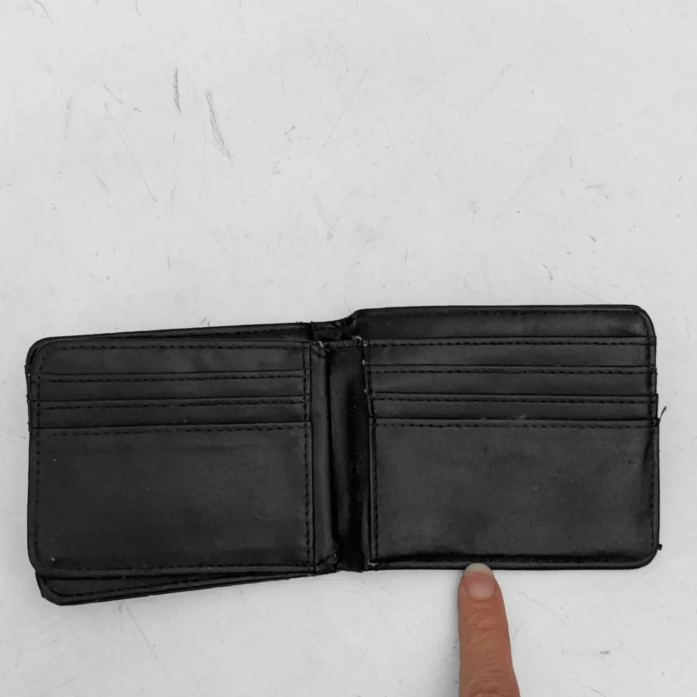 Mens Western Black Ostrich Print Bifold Wallet Studded Horse Head Concho